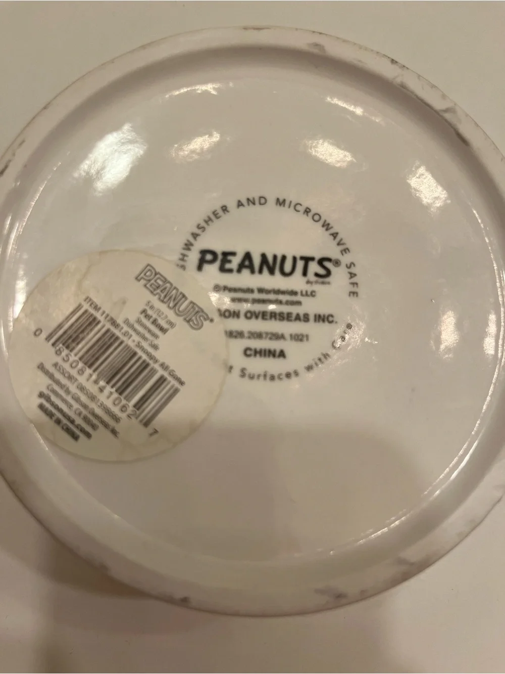 Peanuts Snoopy & Woodstock Ceramic Dog Bowls - White